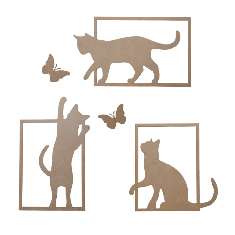 Triptico Gatos y Mariposas (DA105)
