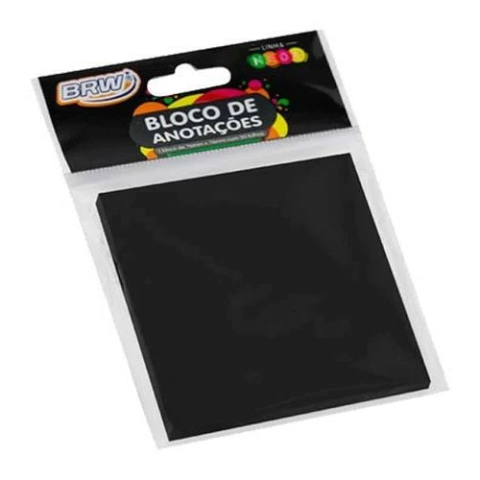 Bloco Adesivo BRW Preto 76mmx76mm