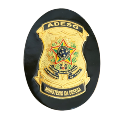 Bolachão distintivo em couro com brasão - ADESG Ministério da defesa