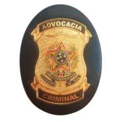 Bolachão distintivo em couro com brasão - Advocacia criminal