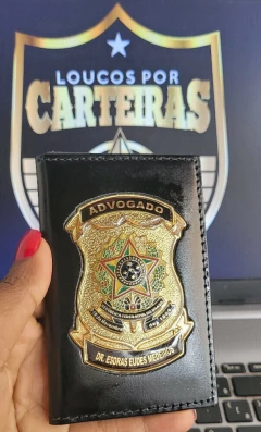 Carteira porta cartões em couro com 2 brasões (interno e externo) - Advogado personalizado com nome - comprar online