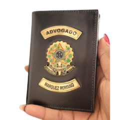 Carteira em couro com 2 brasões - Advogado personalizado com nome