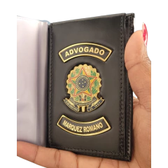 Carteira em couro com 2 brasões - Advogado personalizado com nome - comprar online