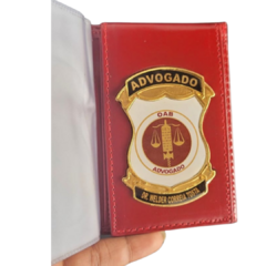 Carteira porta documentos em couro com brasão - Advogado personalizado com nome