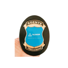 Bolachão distintivo em couro com brasão - Agente de combate às endemias brasão Salvador