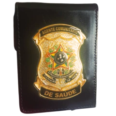 Carteira em couro com brasão - Agente comunitário de saúde
