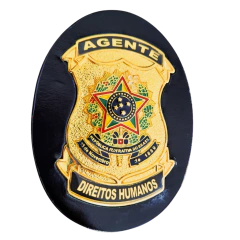 Bolachão distintivo em couro com brasão - Agente de direitos humanos