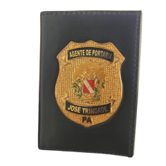 Carteira porta documentos em couro com brasão - Agente de portaria personalizada com nome brasão do pará