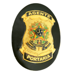 Bolachão distintivo em couro com brasão - Agente de portaria
