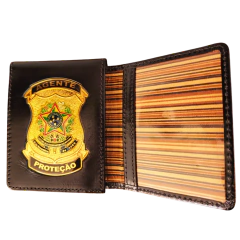 Carteira em couro com brasão - Agente de proteção - comprar online