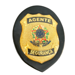 Bolachão distintivo em couro com brasão - Agente de segurança