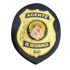 Bolachão distintivo em couro com brasão - Agente de segurança Pará