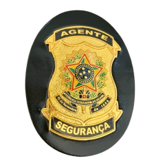 Bolachão distintivo em couro com brasão - Agente de segurança