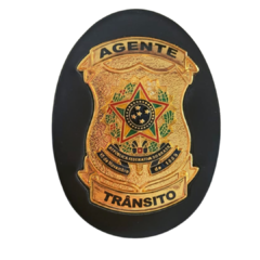 Bolachão distintivo em couro com brasão - Agente de trânsito