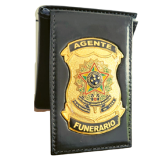 Carteira porta documentos em couro com brasão - Agente funerário
