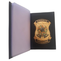 Carteira Porta documentos em couro com brasão - Agente Socioeducador