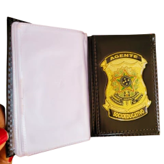 Carteira Porta Notas em couro com brasão - Agente Socioeducativo - comprar online