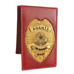 Carteira em couro com brasão - Agente SPP personalizado com nome