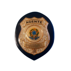 Bolachão distintivo em couro com brasão - Agente