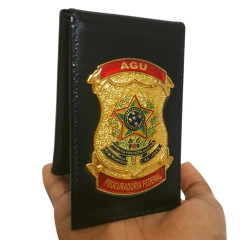 Carteira em couro com brasão - AGU Procuradoria Federal