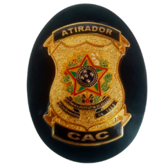 Kit carteira/porta documentos e bolachão/distintivo em couro com brasão - Atirador CAC