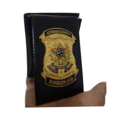 Carteira em couro com brasão - Autoridade eclesiástica personalizada com nome