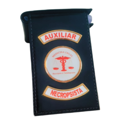 Carteira em couro com brasão - Auxiliar Necropsista