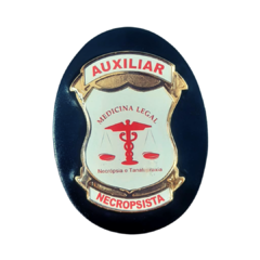 Bolachão distintivo em couro com brasão - Auxiliar necropsista