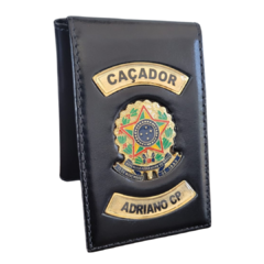 Carteira em couro com brasão - Caçador personalizado com nome - comprar online