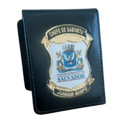 Carteira porta documentos em couro com brasão - Chefe de gabinete com nome e o brasão do seu município - comprar online