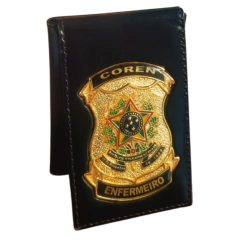 Carteira em couro com brasão - COREN Enfermeiro