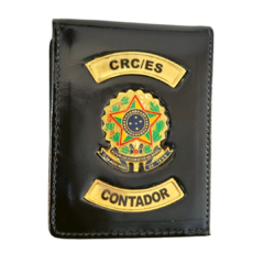Carteira porta documentos em couro com brasão - CRC Contador - comprar online
