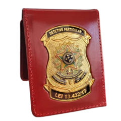 Carteira porta documentos em couro com brasão - Detetive particular personalizado - comprar online