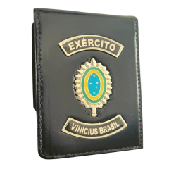 Carteira porta documentos em couro com brasão - Exército personalizado com nome