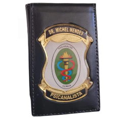 Carteira porta cartões/porta funcional em couro com brasão - Psicanalista personalizado com nome - comprar online