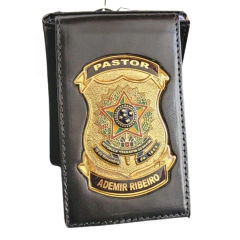 Carteira em couro com brasão - Pastor personalizado com nome - comprar online