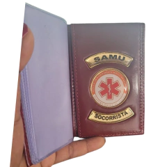 Carteira em couro com brasão - Socorrista SAMU - comprar online