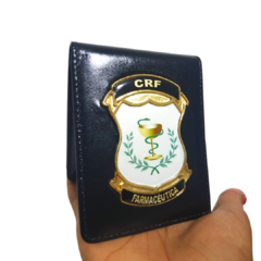 Carteira porta documentos em couro com brasão - CRF Farmacêutica
