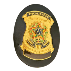 Bolachão distintivo em couro com brasão - Fiscalização