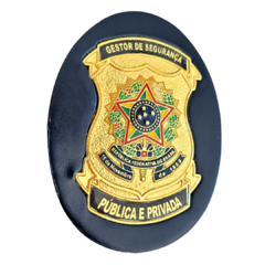 Bolachão distintivo em couro com brasão - Gestor de segurança pública e privada