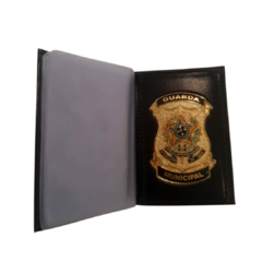 Carteira porta documentos em couro com brasão - Guarda Municipal