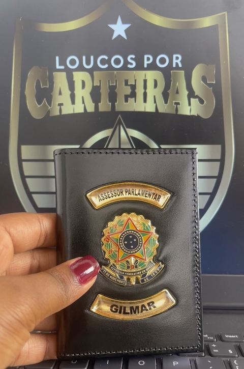 Carteira em couro com brasão - Assessor parlamentar personalizado com nome - comprar online