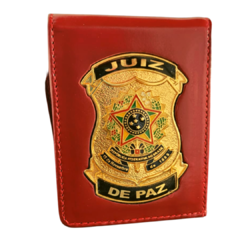 Carteira porta documentos em couro com brasão - Juiz de paz