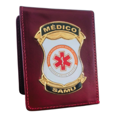 Carteira em couro com brasão - Médico SAMU