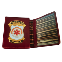 Carteira em couro com brasão - Médico SAMU - comprar online
