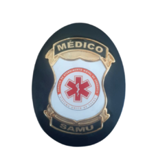 Bolachão distintivo em couro com brasão - Médico SAMU