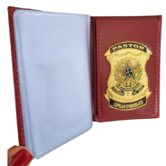 Carteira em couro com brasão - Pastor capelão evangélico - comprar online