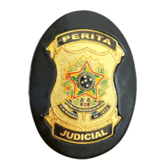 Kit Carteira e bolachão personalizados em couro com brasão - Perita Judicial - Loucos Por Carteiras
