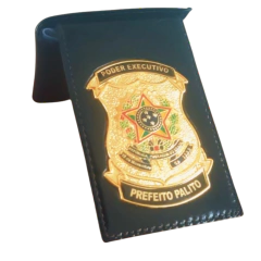 Carteira em couro com brasão - Poder executivo prefeito personalizado com nome