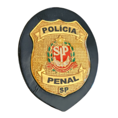 Bolachão distintivo em couro com brasão - Polícia Penal SP
